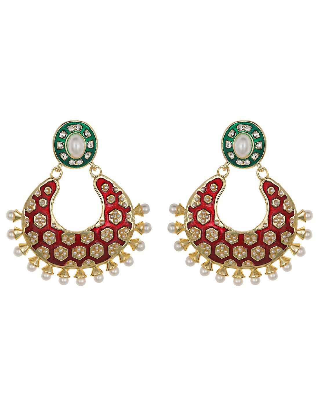 Buy Crunchy Fashion Red Green Tradtional Matka Earring - Purplle