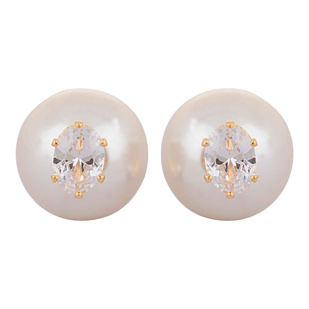 Buy Crunchy Fashion Resplendent Dual White Pearl Studs - Purplle