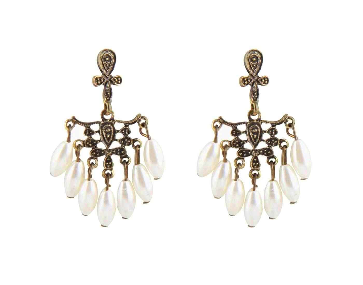 Buy Crunchy Fashion Retro Sweet Pearl Tassels Earrings - Purplle