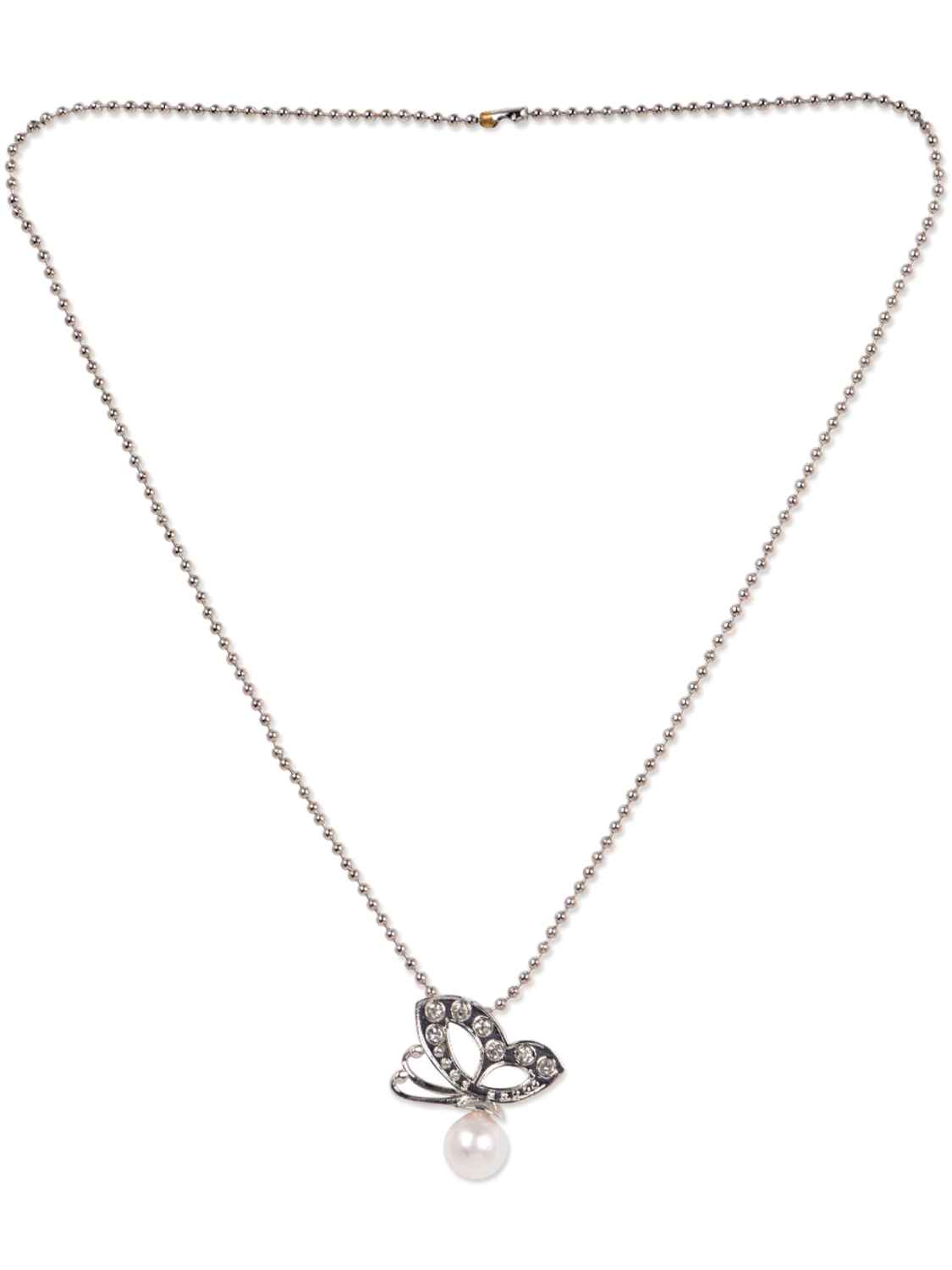 Buy Crunchy Fashion Rhinestone Butterfly Pendant Necklace - Purplle