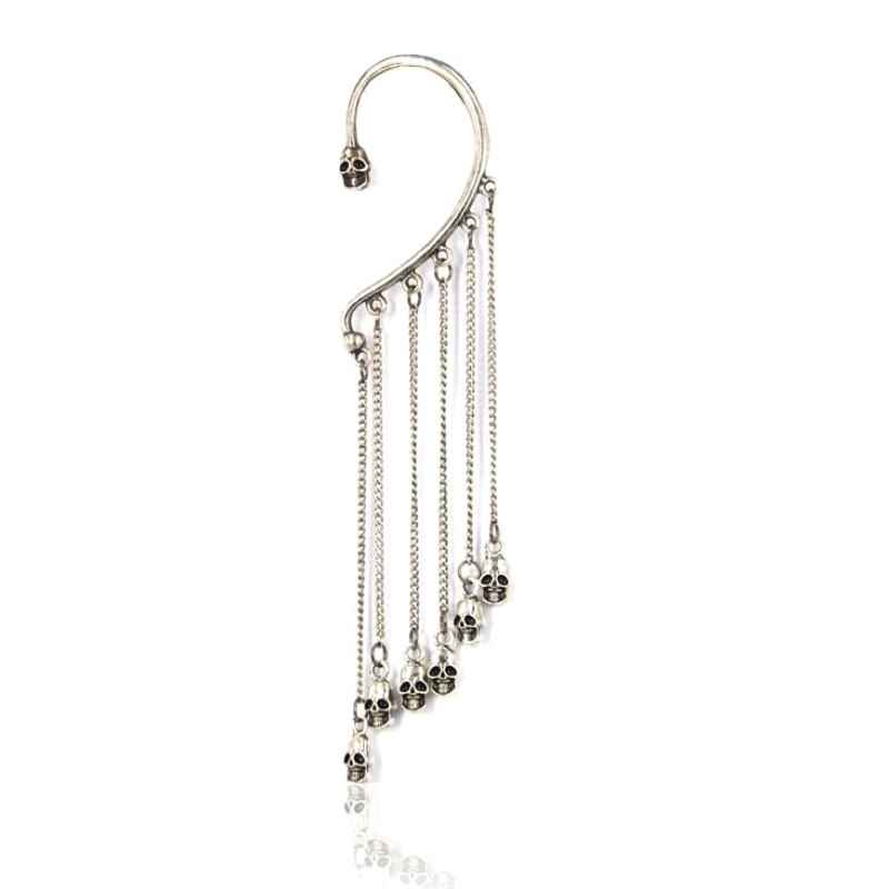 Buy Crunchy Fashion Skull Drop Ear Cuff in Silver - Purplle