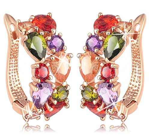 Buy Crunchy Fashion Sparkling Colors Flowerets Vine Swiss Cubic Zirconia Clip-On Earrings - Purplle