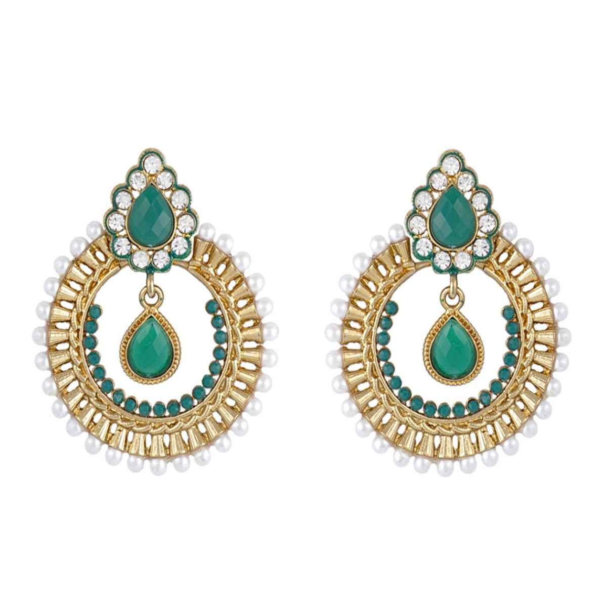 Buy Crunchy Fashion The Viridescent ChandBali Earrings - Purplle