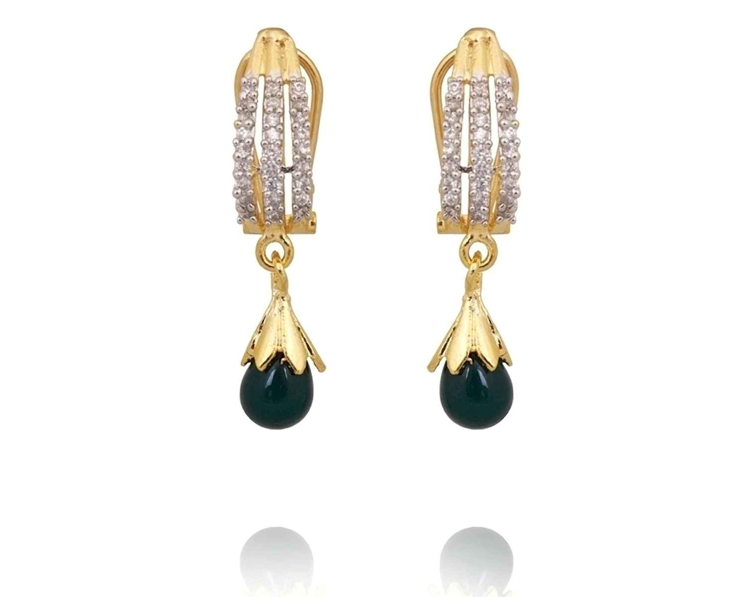 Buy Royal Bling Three Ad Row Green Drop Earrings - Purplle