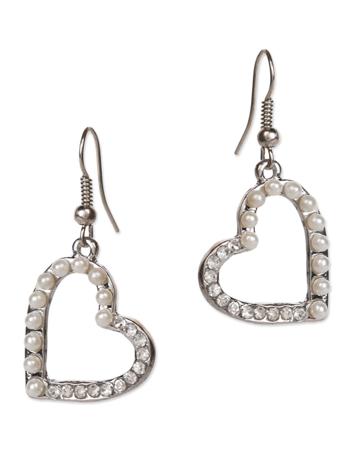Buy Crunchy Fashion Valentine Special Pearl Heart Earrings - Purplle