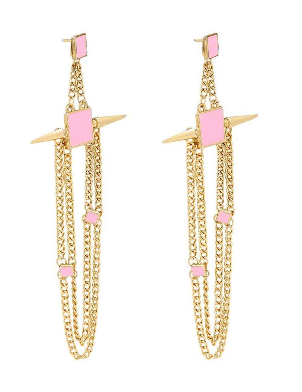 Buy Crunchy Fashion Voguish Squarish Soft Pink Layered Earrings - Purplle