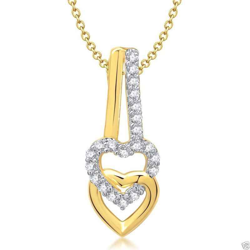 Buy Lishmark Fashion Heartfelt Love Heart Gold And Rhodium Plated Alloy Pendant With Chain - Purplle