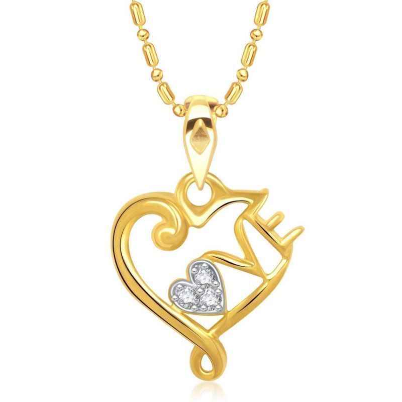 Buy Lishmark Trendy Alloyvalentine Love Heart Gold & Rhodium Polished Pendant With Chain - Purplle