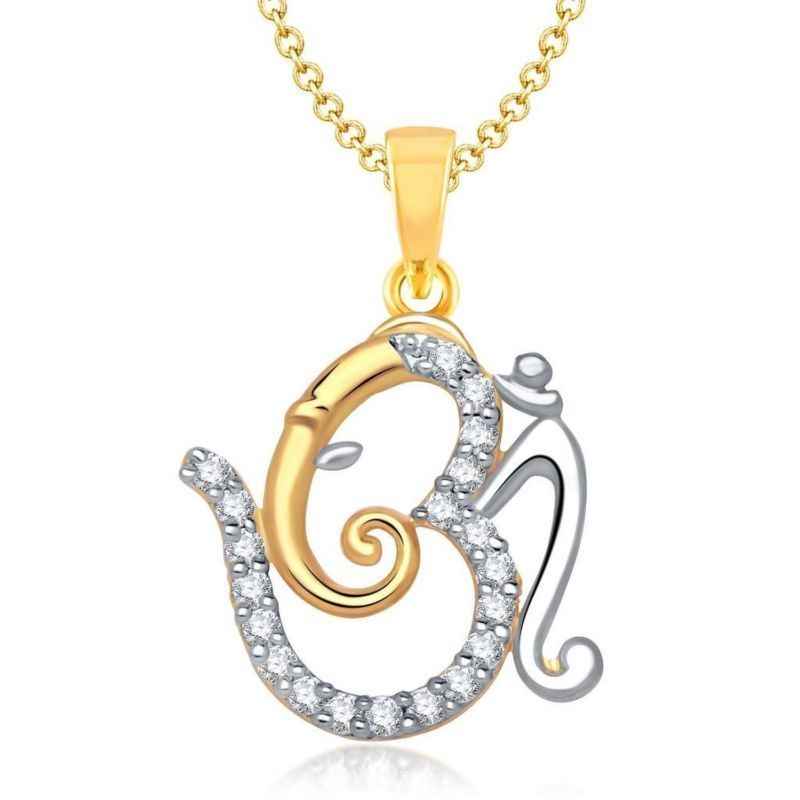 Buy Lishmark Traditional Alloy Jewelry Divine Om Pendant Gold & Rhodium Polished With Chain - Purplle