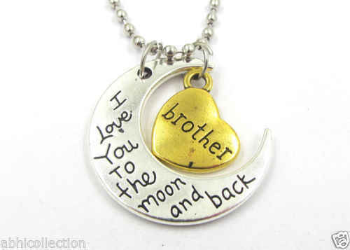Buy Lishmark New Brother "I Love You To The Moon And Back " Charm Necklace Pendant Gold/Silve - Purplle