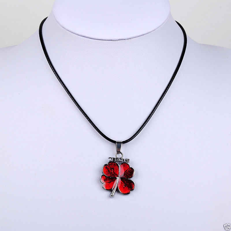 Buy Lishmark Fashion Jewelry Silver Red Leaf Pendant Black Leather Necklace 18? - Purplle