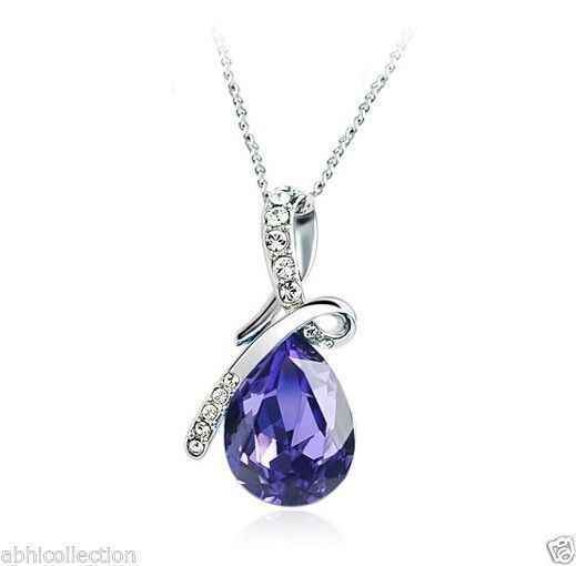 Buy Lishmark Womens 9K White Gold Filled Aaa Cz & Purple Crystal Stone Necklace With Pendant - Purplle