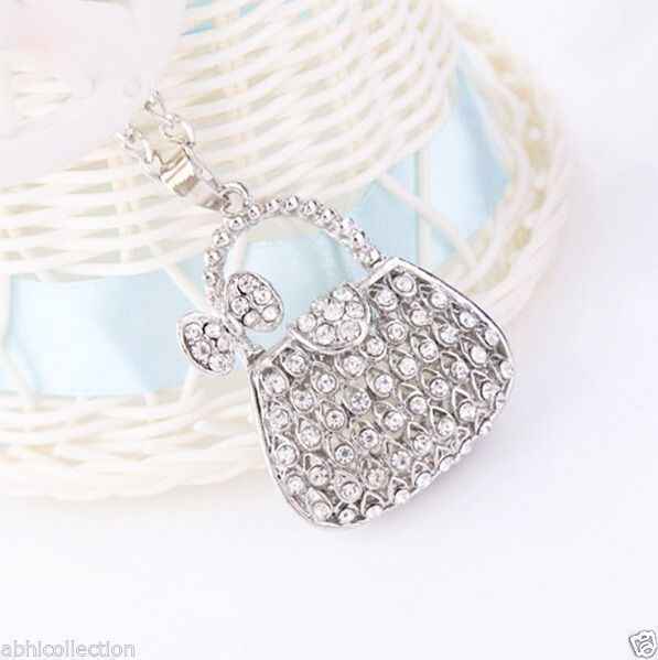 Buy Lishmark Womens Fashion 9K White Gold Filled Aaa Cz Crystal Necklace & Hand Bag Pendant - Purplle