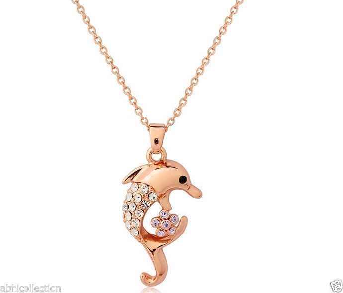 Buy Lishmark Womens Fashion Jewelry 9K Rose Gold Filled & Aaa Cz Necklace With Fish Pendant - Purplle
