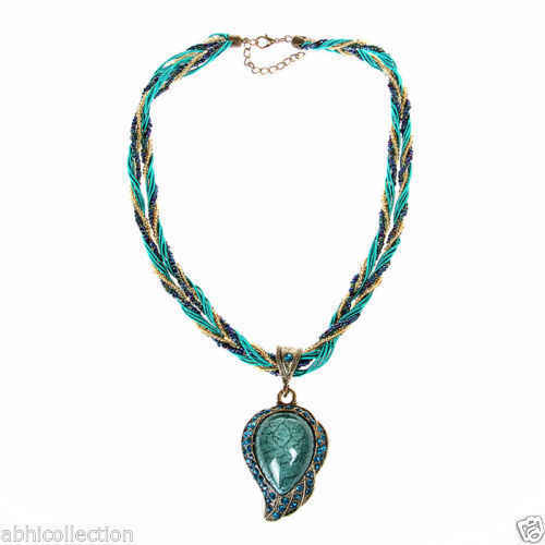 Buy Lishmark Tibetan Alloy Water Drop Rhinestone Crystal Resin Bead Pendant Charm Necklace - Purplle