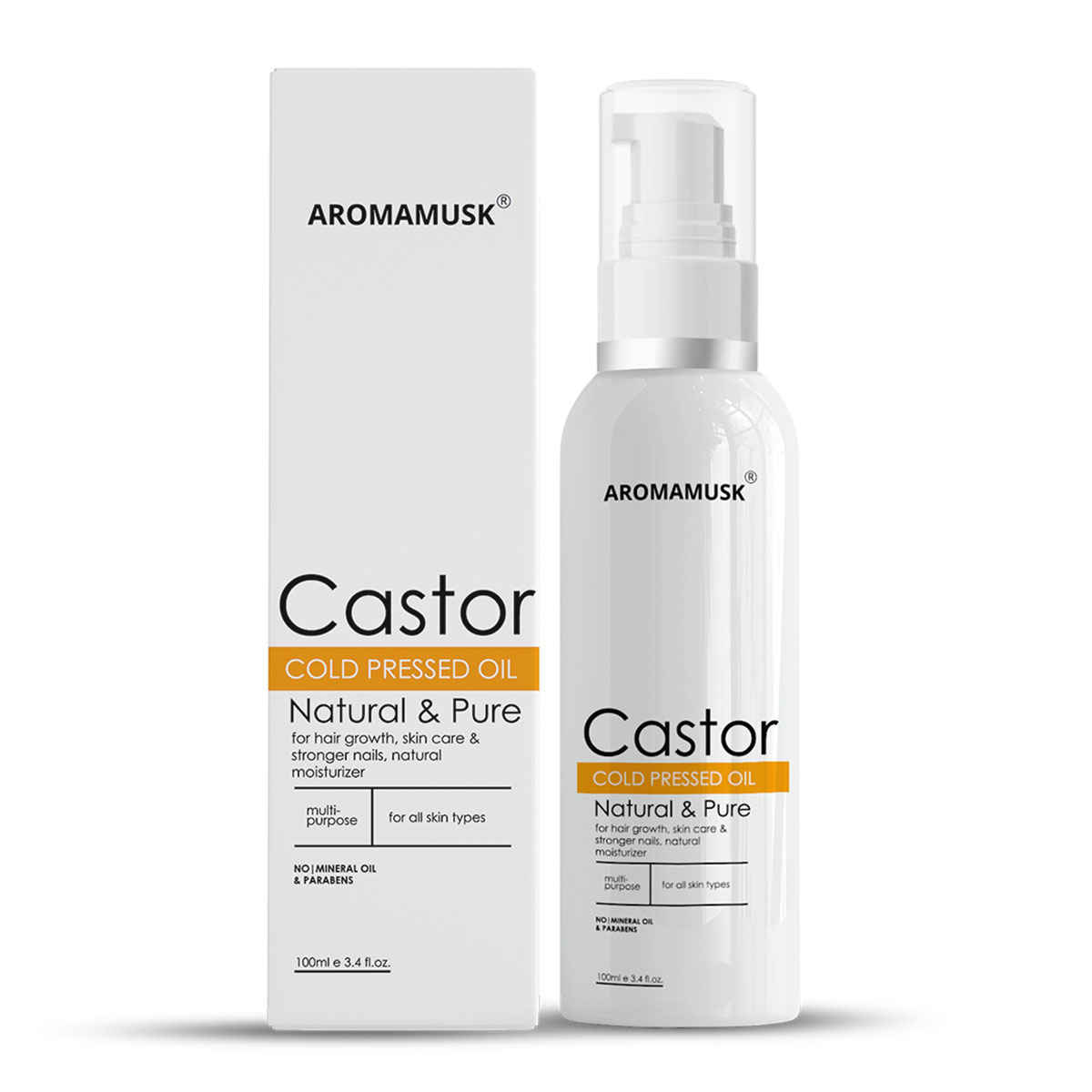 Buy AromaMusk USDA Organic 100% Pure Cold Pressed Castor Oil For Hair And Skin (100 ml) - Purplle