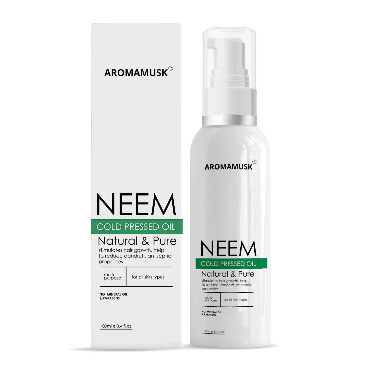Buy AromaMusk USDA Organic 100% Pure Cold Pressed Neem Oil For Hair, Skin & Nails - Natural Insect Repellent (100 ml) - Purplle