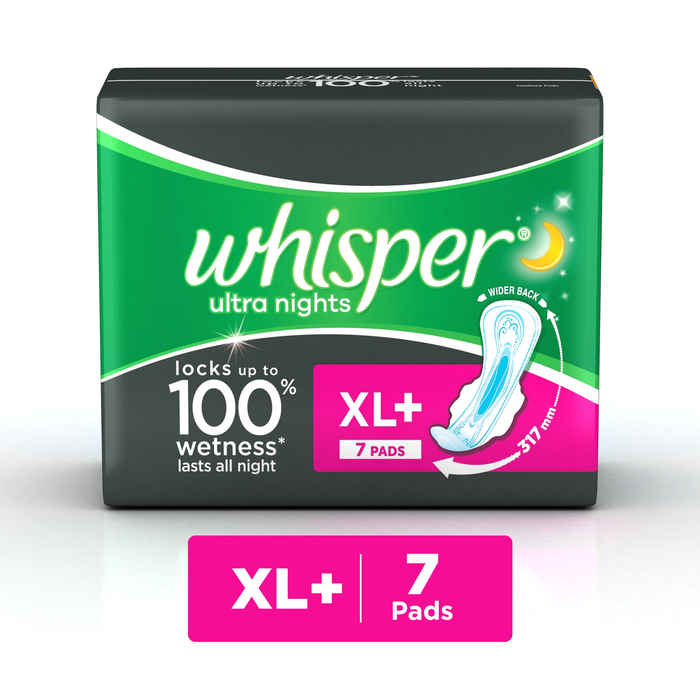 Buy Whisper Ultra Overnight Sanitary Pads XL Plus 7 Pc Pack - Purplle