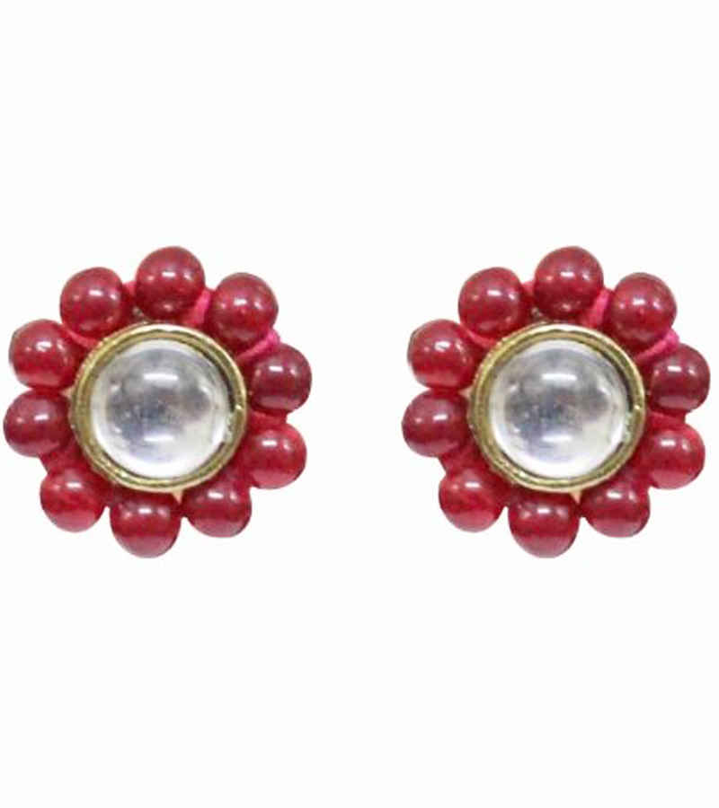 Buy Karatcart Red Kundan Studs - Purplle