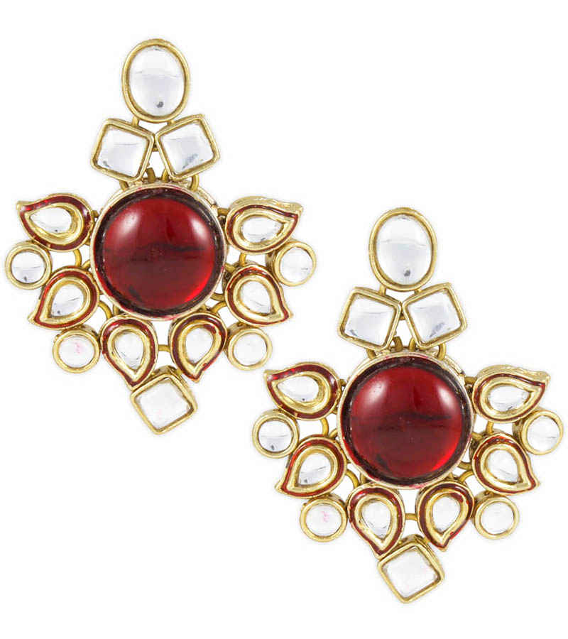 Buy Karatcart Meera Red Kundan Earrings - Purplle