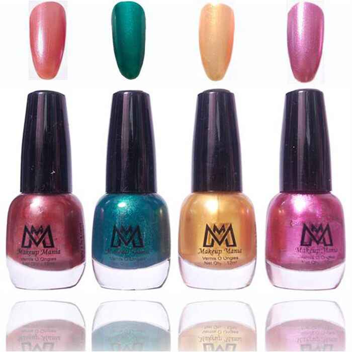 Buy Makeup Mania Premium Nail Polish - Combo of 4 Exclusive Nail Paint - Brown, Green, Golden Light Purple, 12 ml each bottle (MM#38) - Purplle