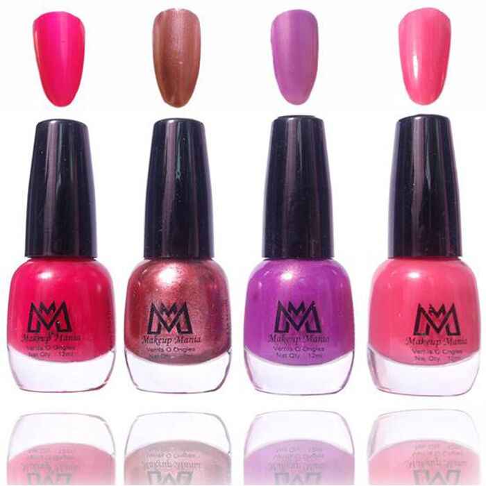 Buy Makeup Mania Premium Nail Polish - Combo of 4 Exclusive Nail Paint - Purple, Red, Metalic Brown, 12 ml each bottle (MM#53) - Purplle