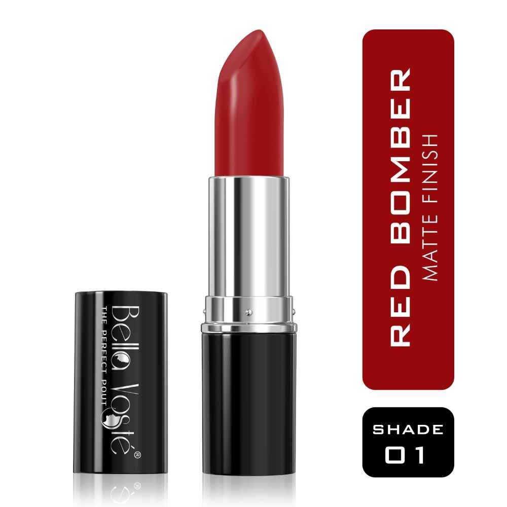 Buy Bella Voste Sheer Creme LustA Lipstick Red Bomber 01 (4.2 gm)A IA Matte Finish|A Cruelty FreeA IA Long Lasting Improved FormulaA IA One Stroke Aplication I Highly Pi gmented - Purplle
