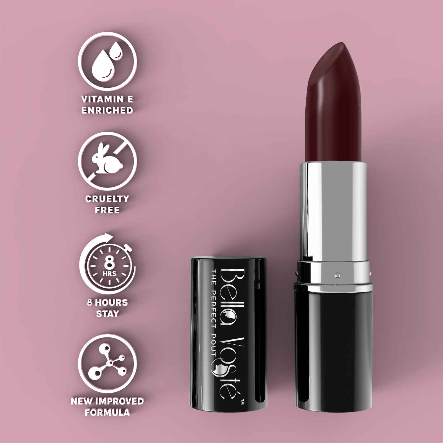 Buy Bella Voste Sheer Creme Lust Lipstick Berry Shy 03 (4.2 gm) I Matte Finish I Cruelty Free I Enriched with Vitamin E I Long Lasting Improved Formula I One Stroke Aplication I Highly Pi gmented - Purplle