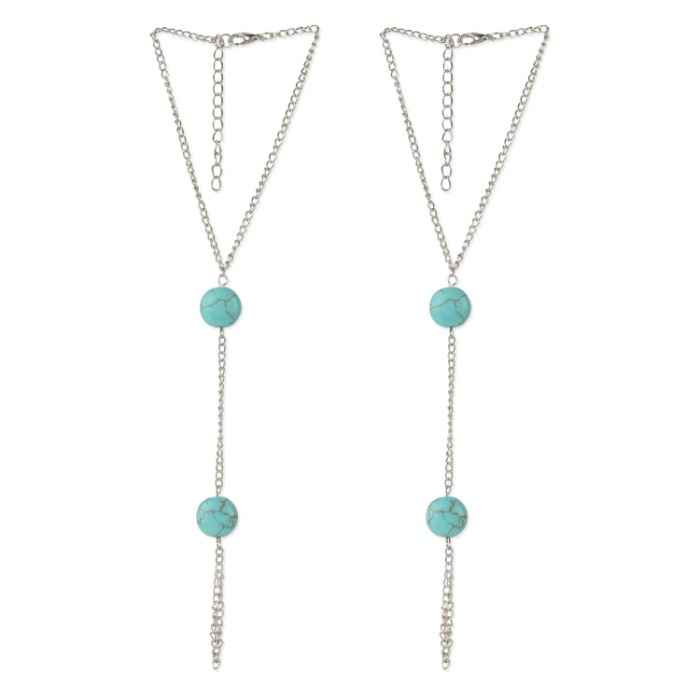 Buy Femnmas Turquoise Bead Barefoot Anklet - Purplle