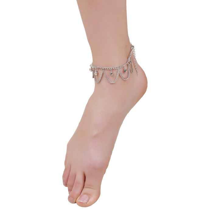 Buy Femnmas Silver Bell Anklet - Purplle