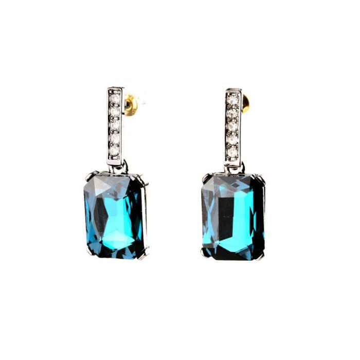 Buy Femnmas Blue Square Pendant Earrings - Purplle