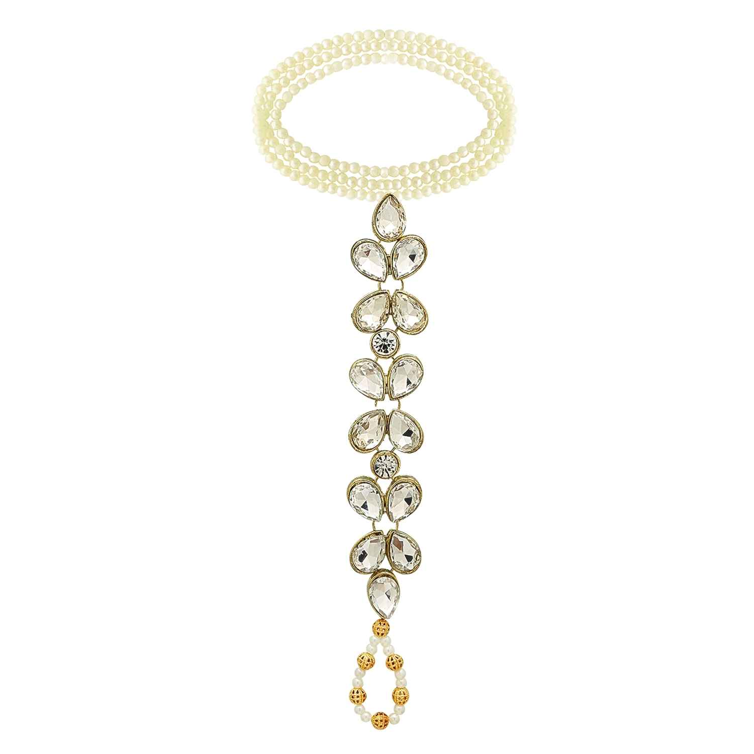 Buy Crunchy Fashion Pompon Crystal Pearly Statement Anklet - Purplle