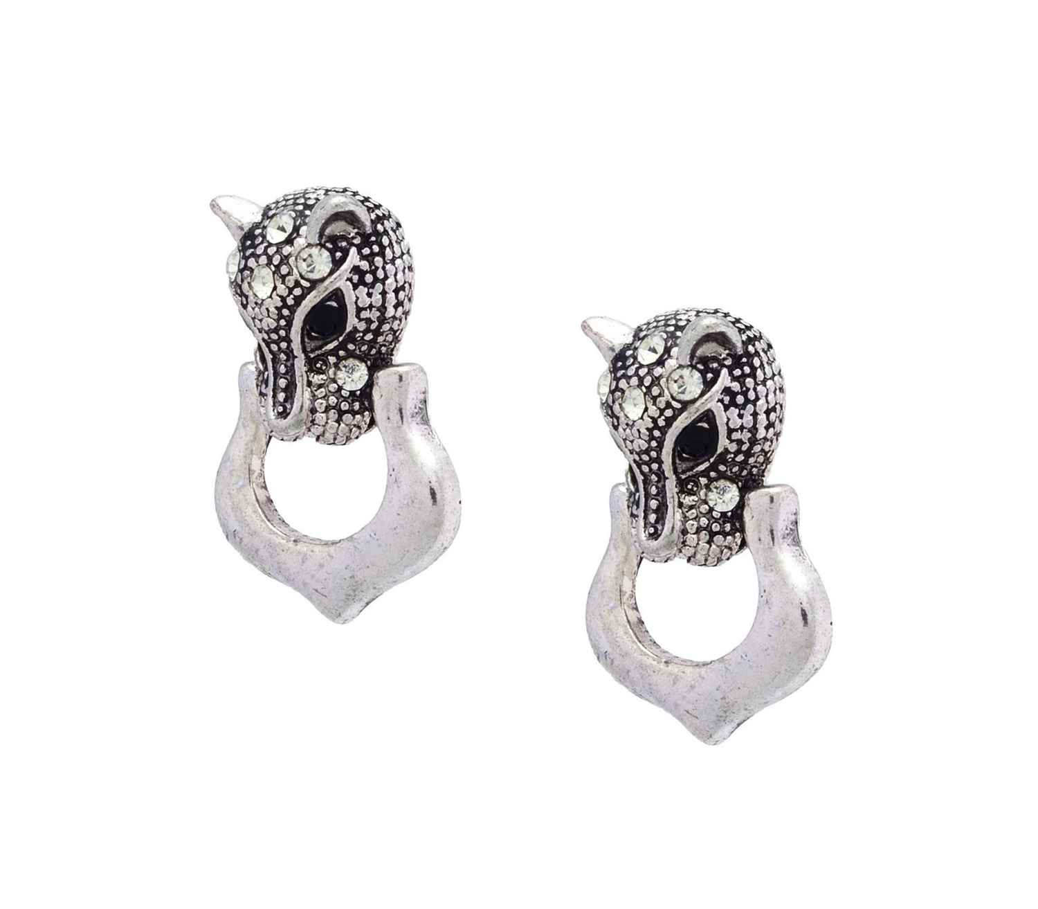 Buy Crunchy Fashion Silver Enamle Stud Earrings - Purplle