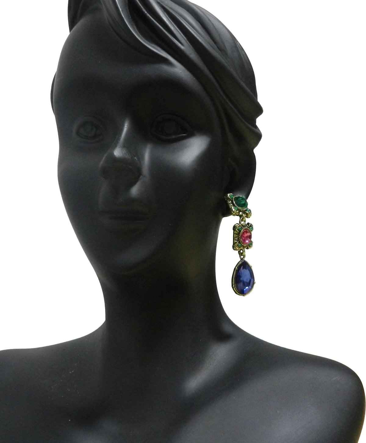 Buy Crunchy Fashion Tri Color Drop Earrings - Purplle