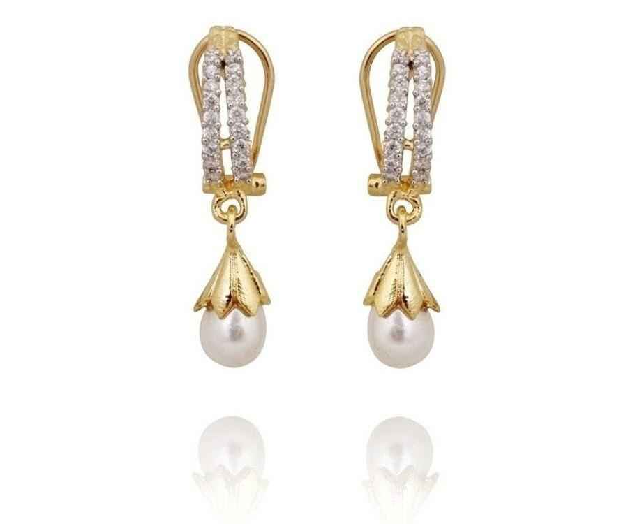 Buy Royal Bling Two Ad Row White Drop Earrings - Purplle