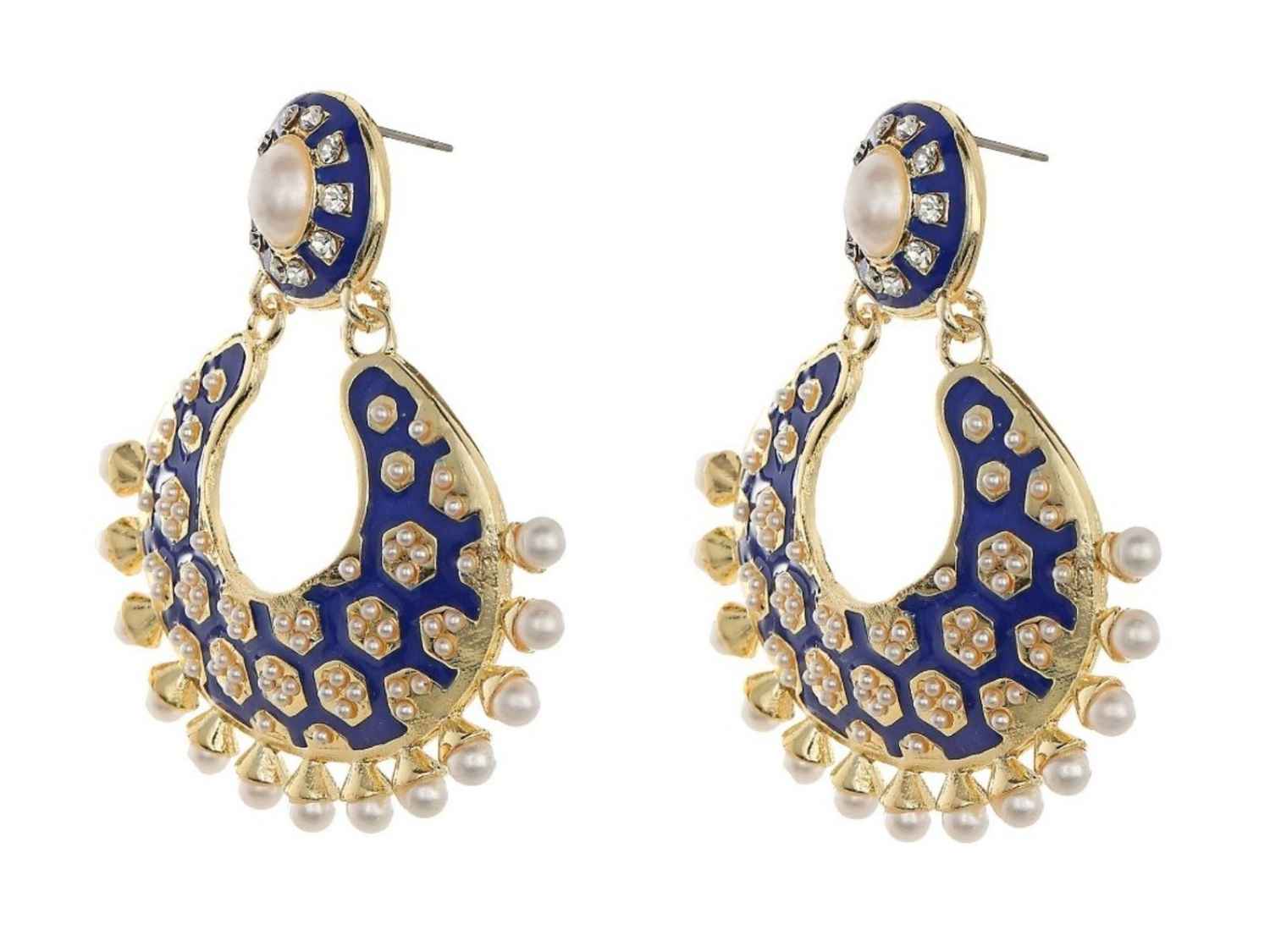 Buy Crunchy Fashion Blue Tradtional Matka Earring - Purplle