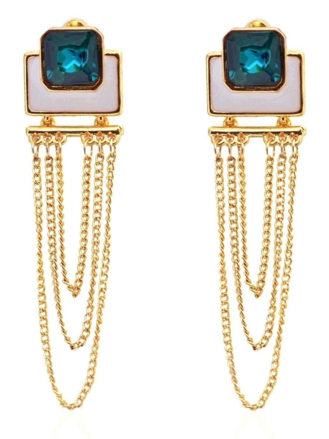 Buy Crunchy Fashion Colorrush Sage Green Multilayer Danglers - Purplle