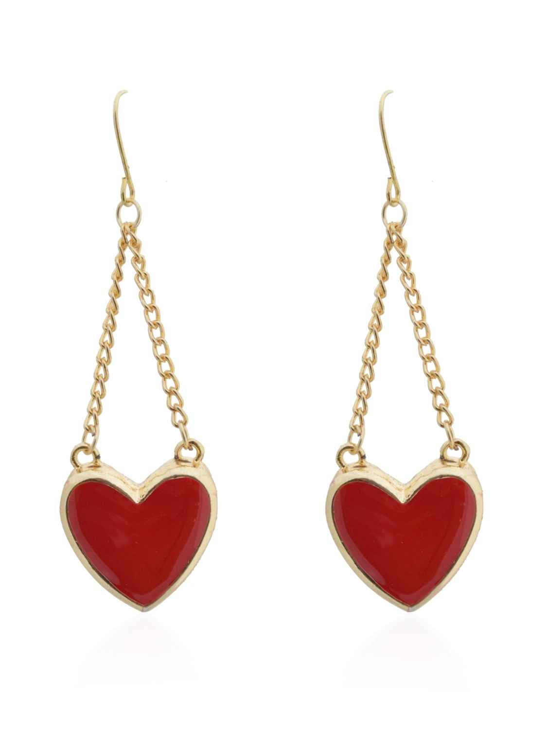 Buy Crunchy Fashion Rosy Heart Love Earrings - Purplle