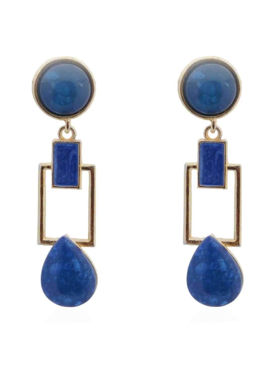 Buy Crunchy Fashion Royal Blue Squarish Crown Earrings - Purplle