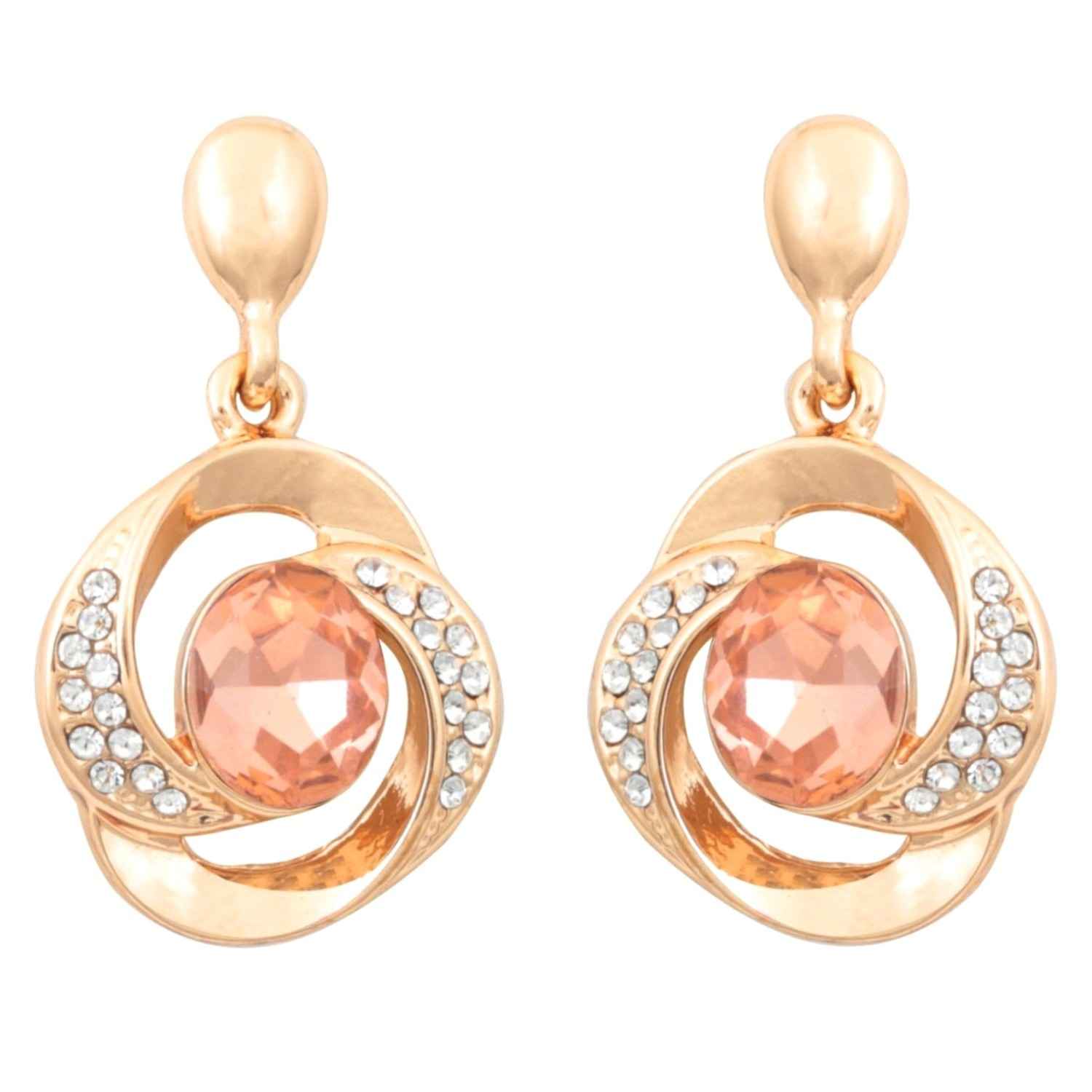 Buy Crunchy Fashion Twisted Tales Peach Crystal Earrings - Purplle