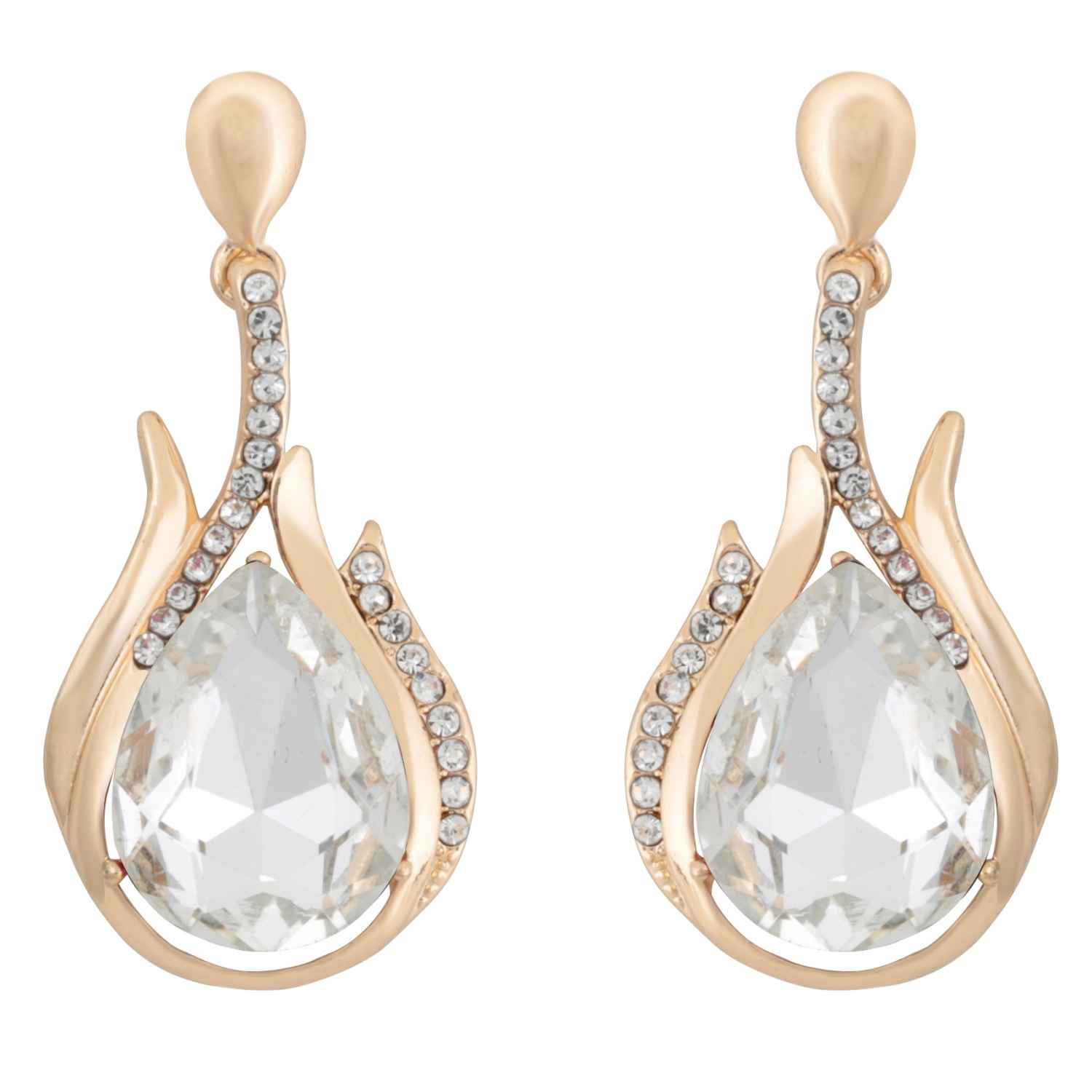 Buy Crunchy Fashion Gold Plated Stylish White Crystal Earrings For Girls Fancy Party Wear Earrings - Purplle