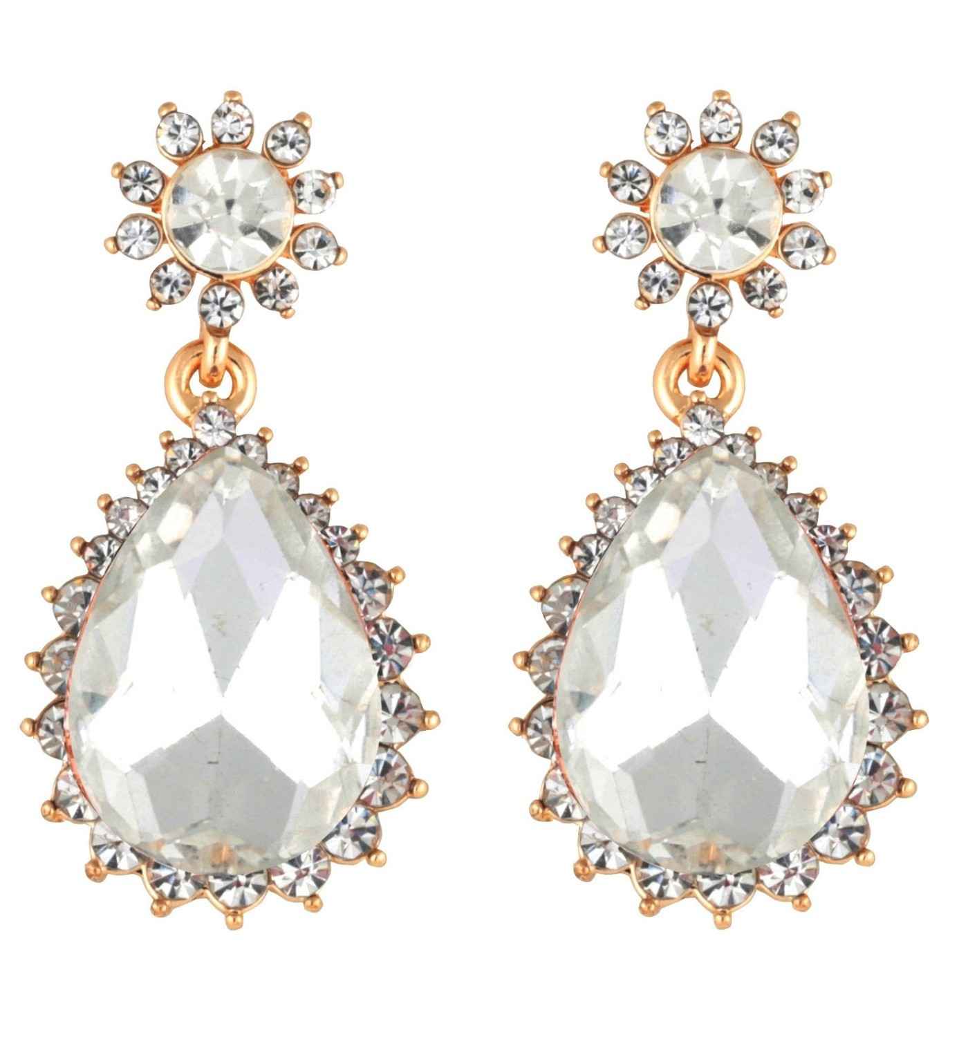 Buy Crunchy Fashion Gold Plated White Drops Earrings - Purplle