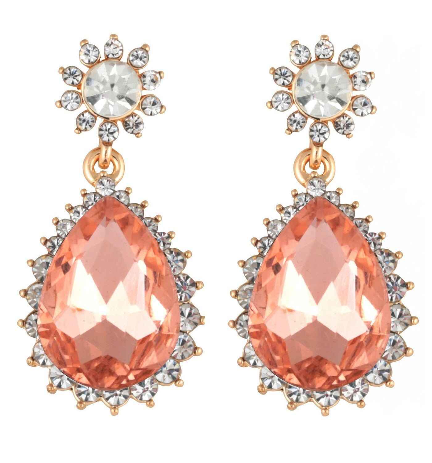 Buy Crunchy Fashion Topaz Orange Crystal Earrings - Purplle