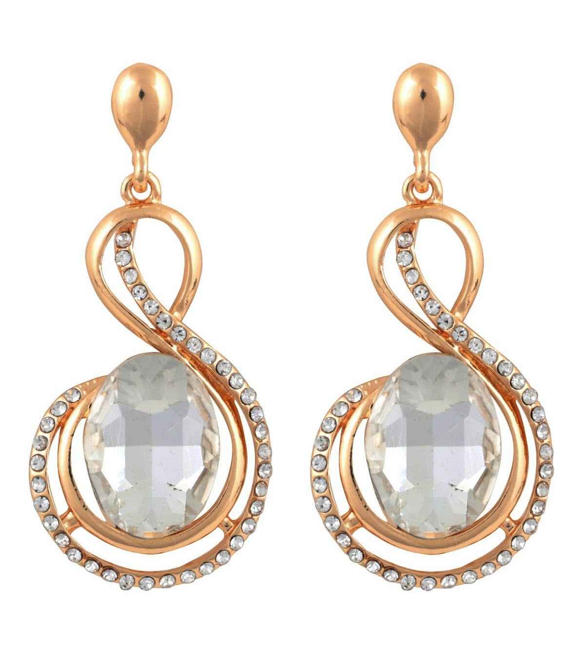 Buy Crunchy Fashion Gold Plated Stylish White Earrings For Girls Fancy Party Wear Earrings - Purplle