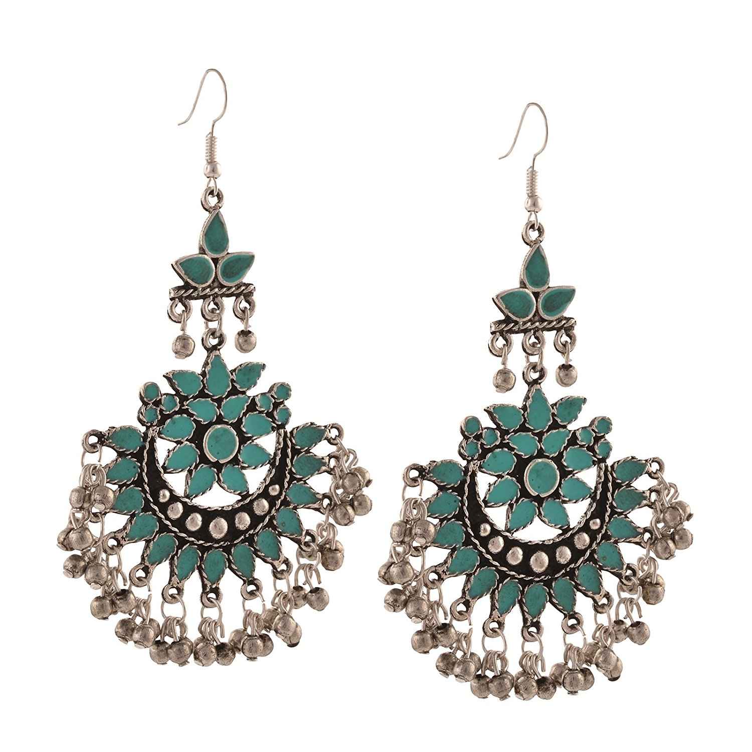 Buy Crunchy Fashion Oxidised Silver Traditional Afghani Earrings For Women - Purplle