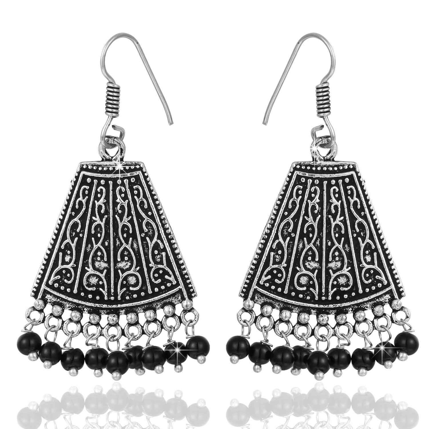Buy Crunchy Fashion Oxidised Silver Stylish Afghani Dangle & Drop Earrings - Purplle