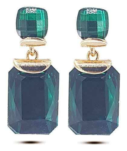 Buy Crunchy Fashion Green Crystal Dangling Earrings - Purplle