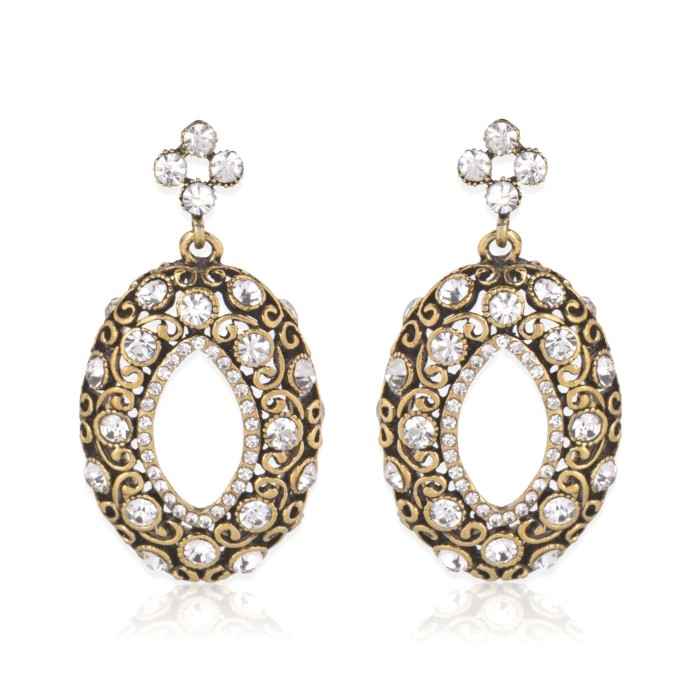 Buy Crunchy Fashion Gold Plated Stylish Traditional Crystal Drop Earrings - Purplle
