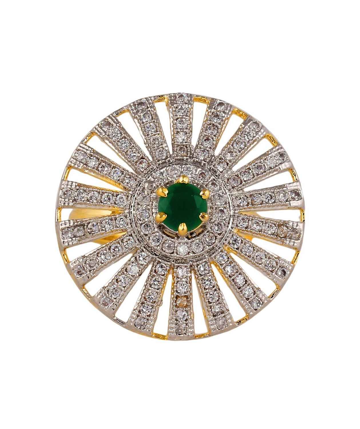 Buy Crunchy Fashion The Source Of Brilliance Green Cz Ring - Purplle