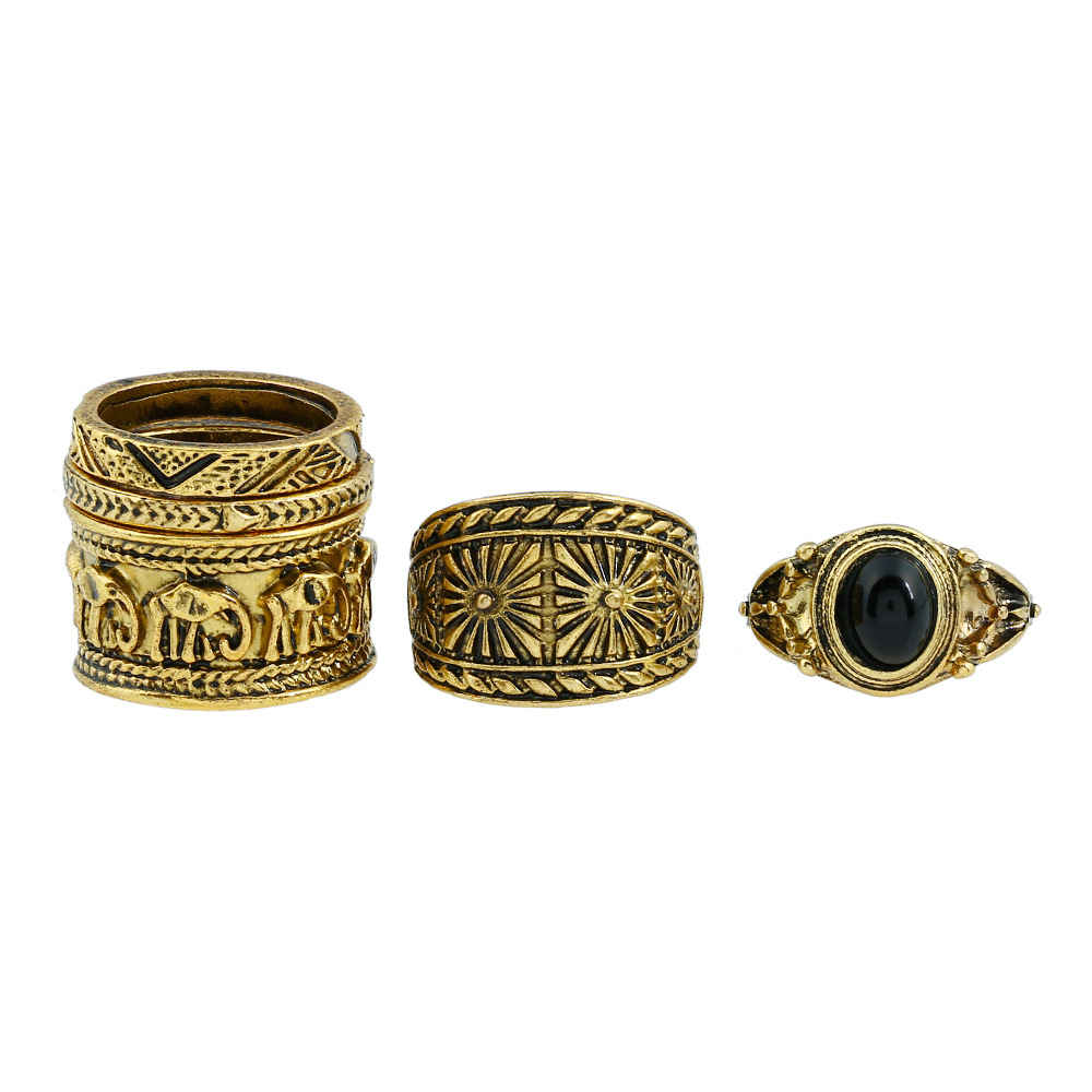 Buy Crunchy Fashion Ancient Punk Midi Ring Set - Purplle